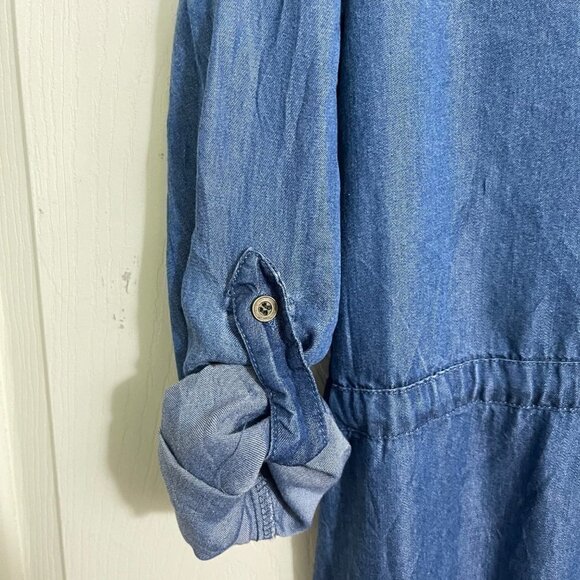 Authentic Brand Womens Blue 100% Tencel Drawstring Waist Roll Tab Dress Medium - Picture 5 of 7